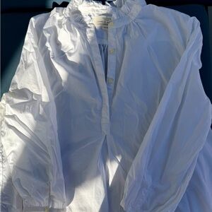 Trovata White Ruffle Collar Popover Blouse